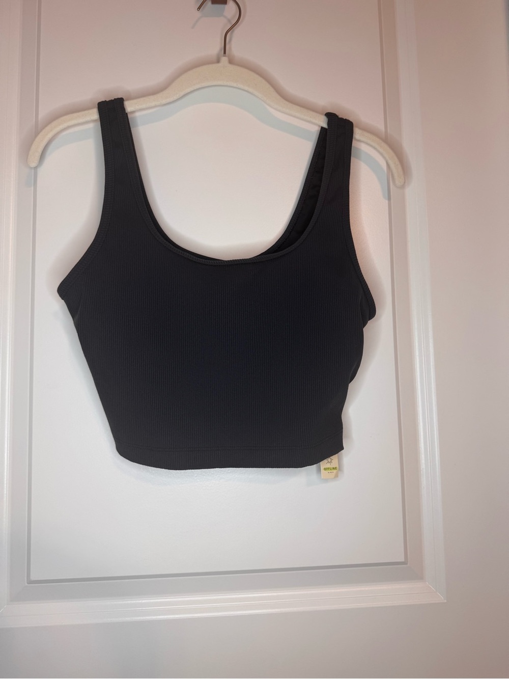 American Eagle Outfitters Black Ribbed Crop Tank